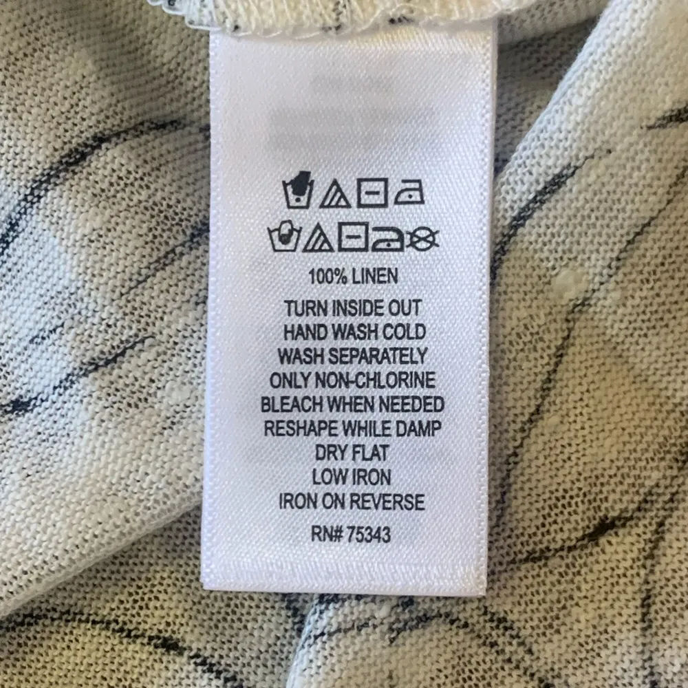 Cynthia Rowley Large 100% Linen Sleeveless Top Off White with Black Floral Boho - Image 4