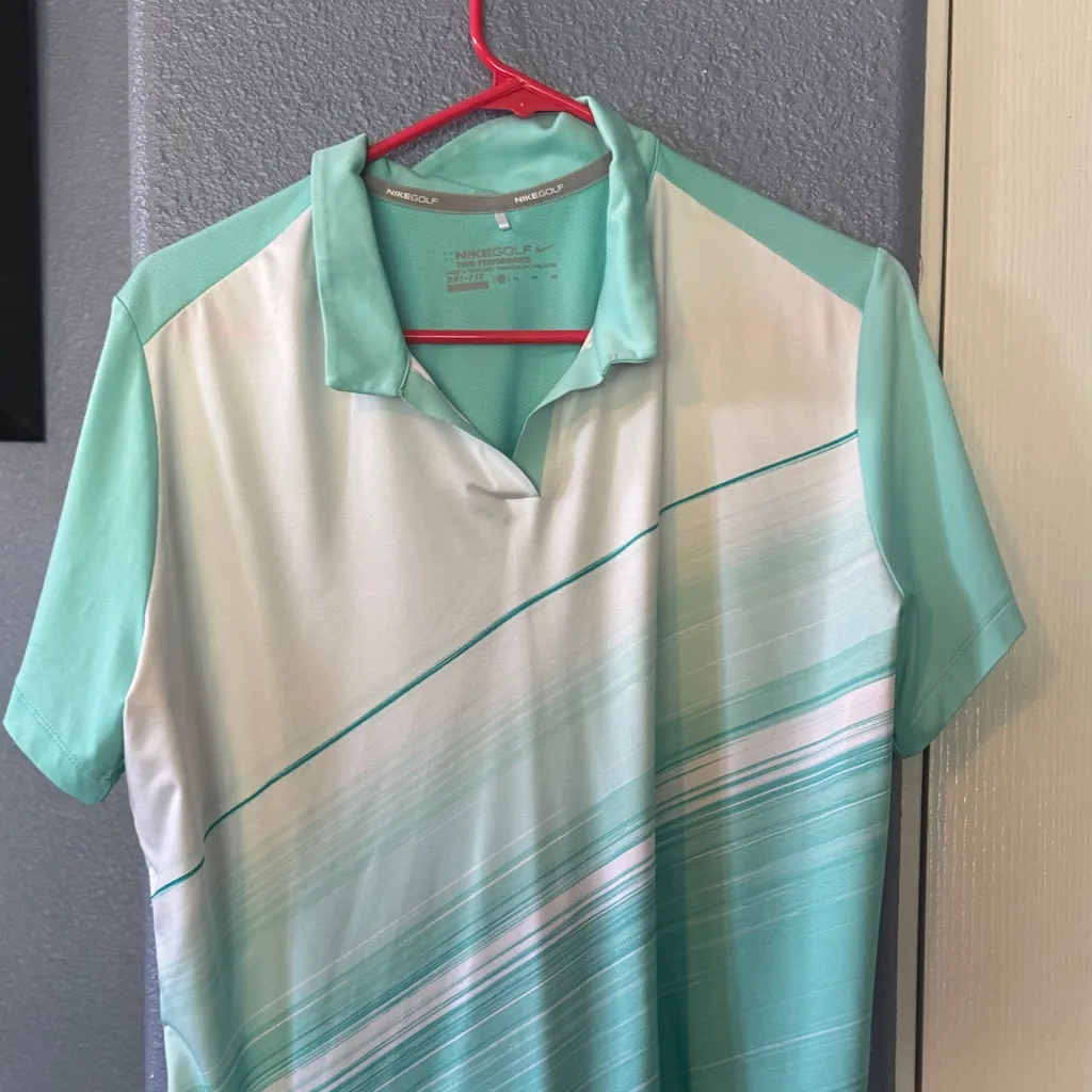 Nike Mint and White Women's Polo Shirt - Image 3
