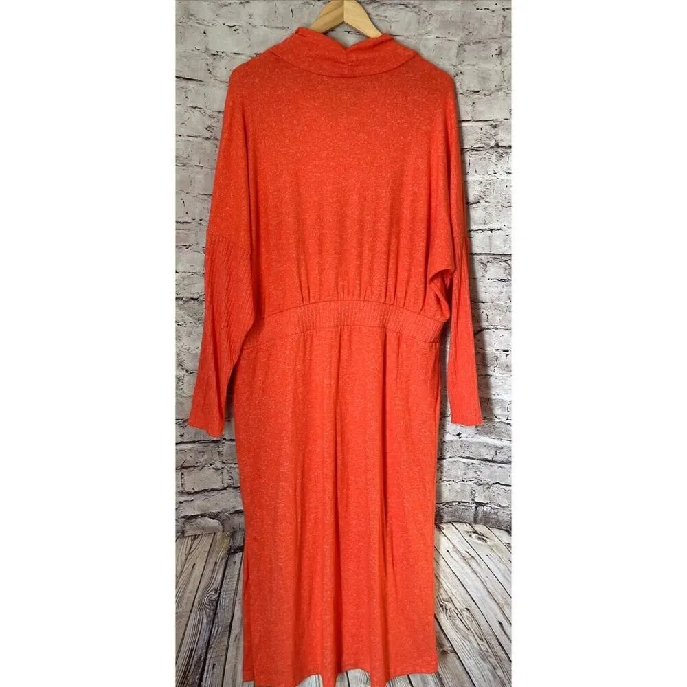 Daily Practice Anthropologie Dress Orange Lightweight Sweater Dress Cowl ‎ 1X - Image 7