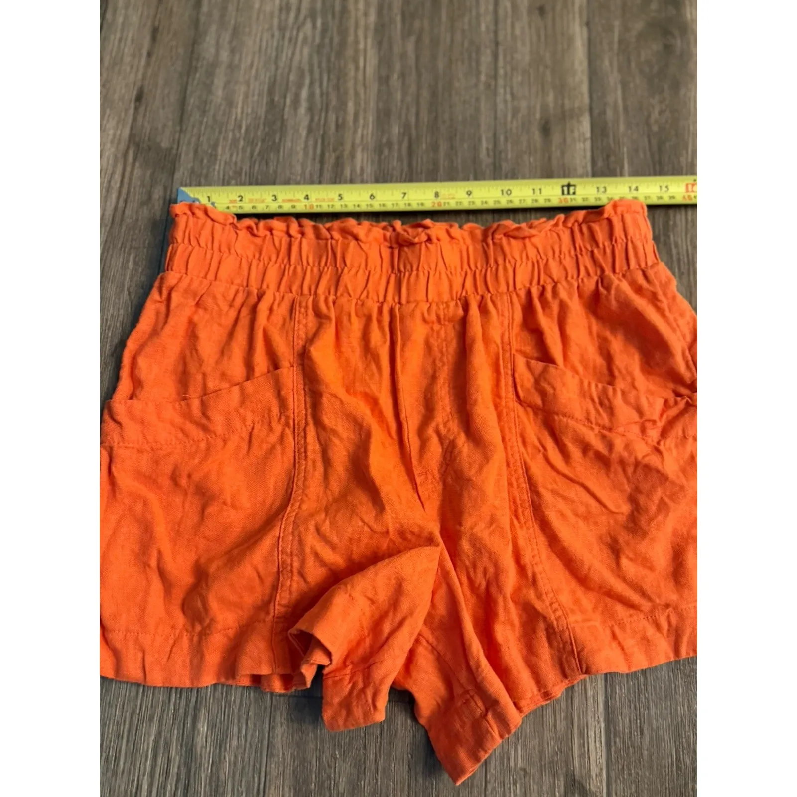 women's A New Day Orange linen blend shorts size‎ small 3" inseam elastic waist - Image 7