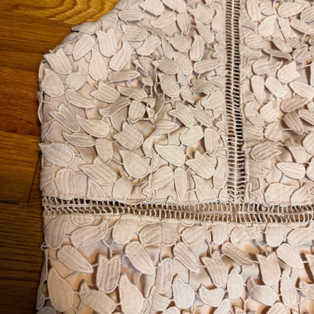 Bardot Women’s 4 Pink Gemma Floral Lace Halter Backless Eyelet Sheer Midi Dress - Image 8