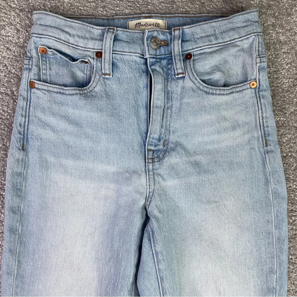 Madewell Jeans Women’s 23 Blue Slim Crop BoyJean High Rise Light Wash Ripped - Image 2