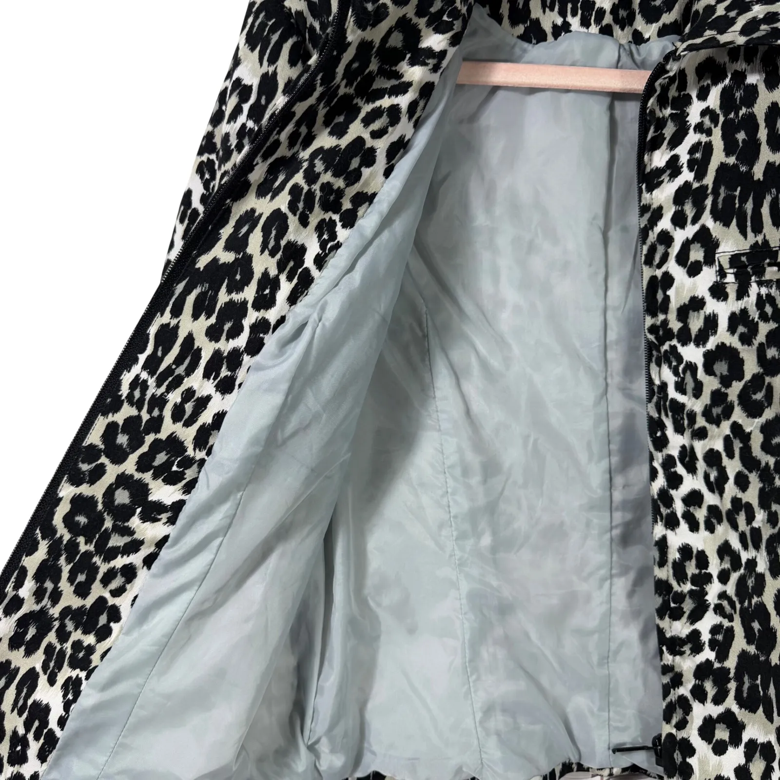 Vintage Newport News Jeanology Leopard Print Jacket Sz 8 Cropped Stretch Zip Up - Image 6