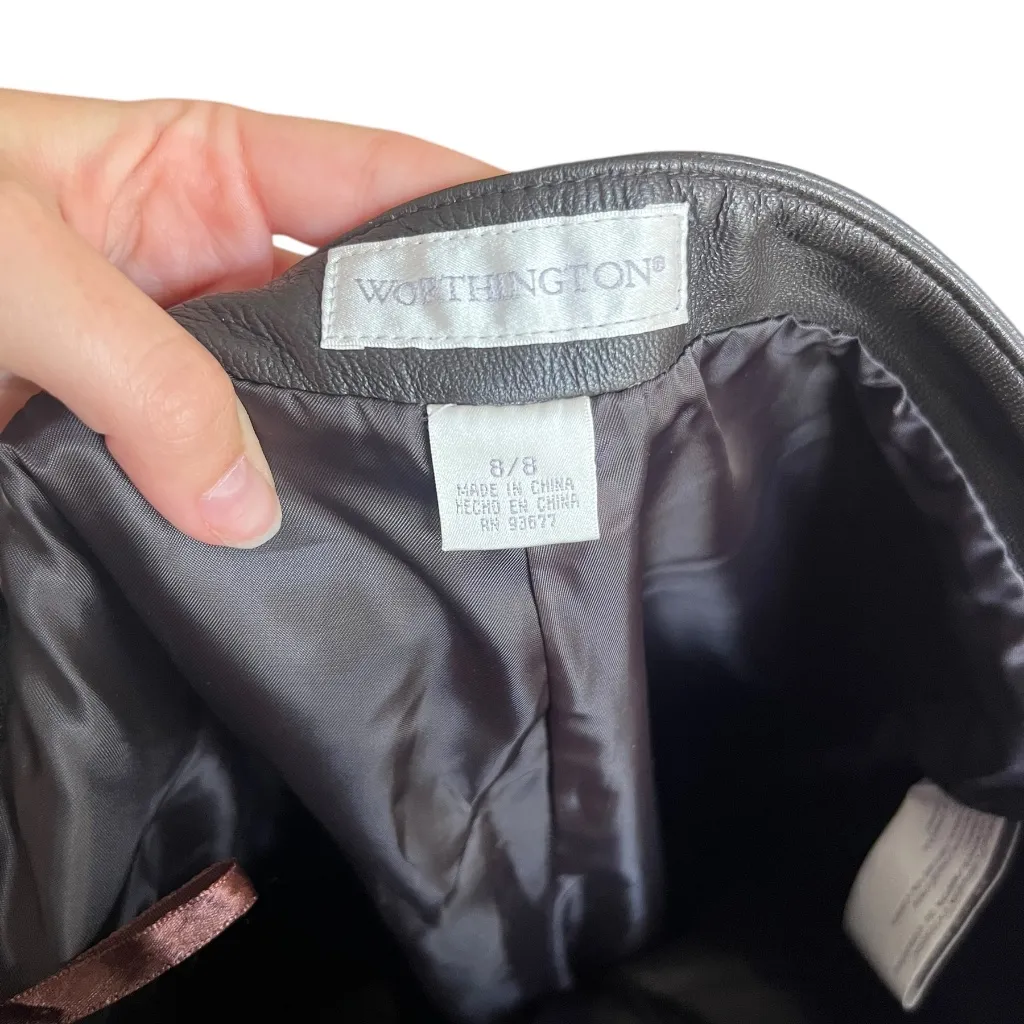 Dark Brown Genuine Leather Pants Size 8 - Image 3