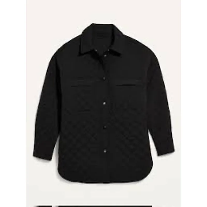 Old Navy StretchTech Oversized Quilted Shacket black style 793183 size large - Image 3