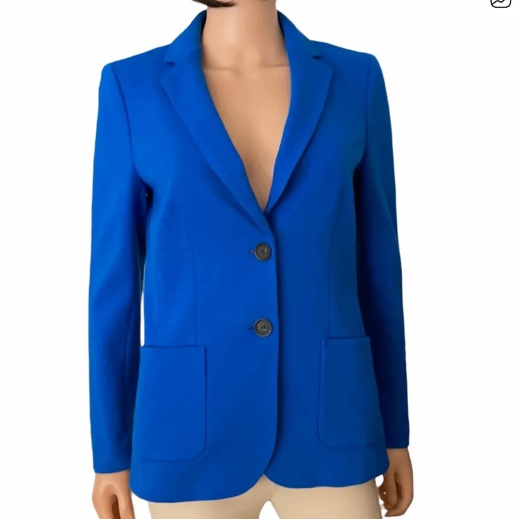 Talbots Women’s Royal Blue Blazer Abardeen Double Breasted Cotton Blend Size 16 - Image 2