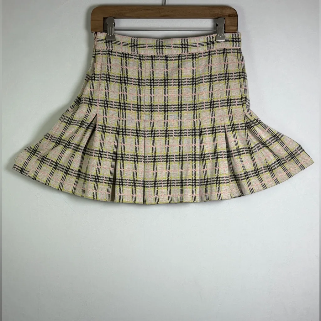 Free People Womens Honey Pleated Plaid Mini Skirt Y2K Academia Preppy Vibes Sz 6 - Image 3