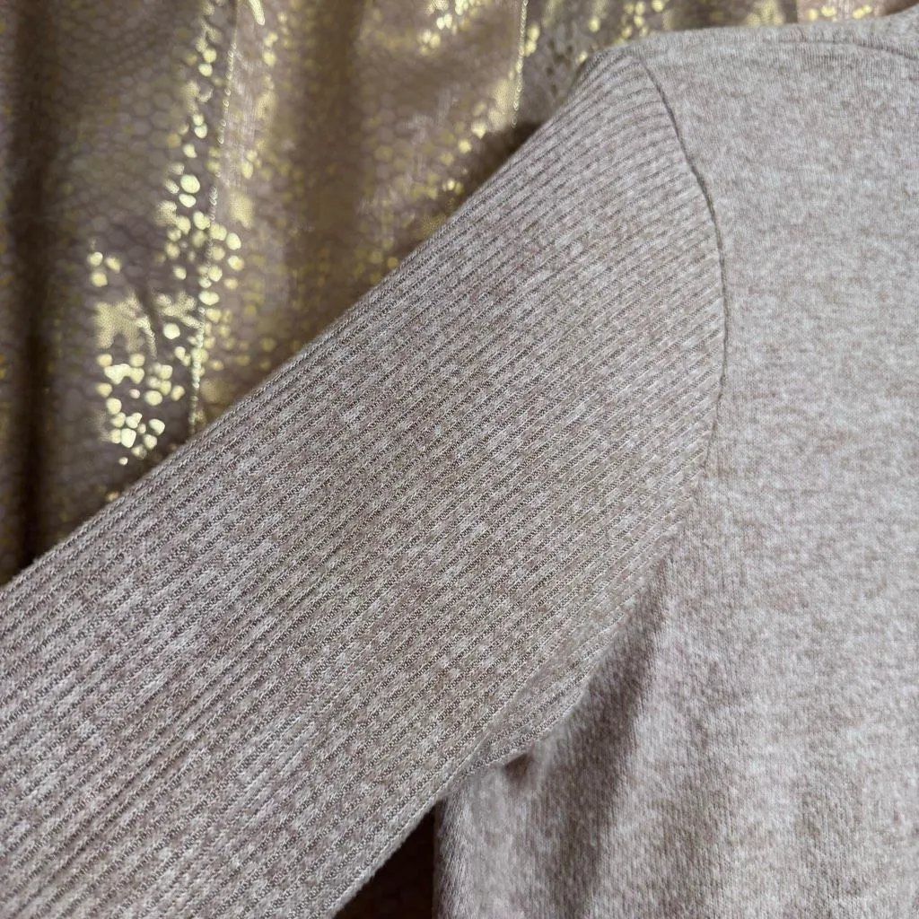 Saturday Sunday By Anthropologie Oat/Cream Stretchy Cardigan Sweater Small Tan - Image 6