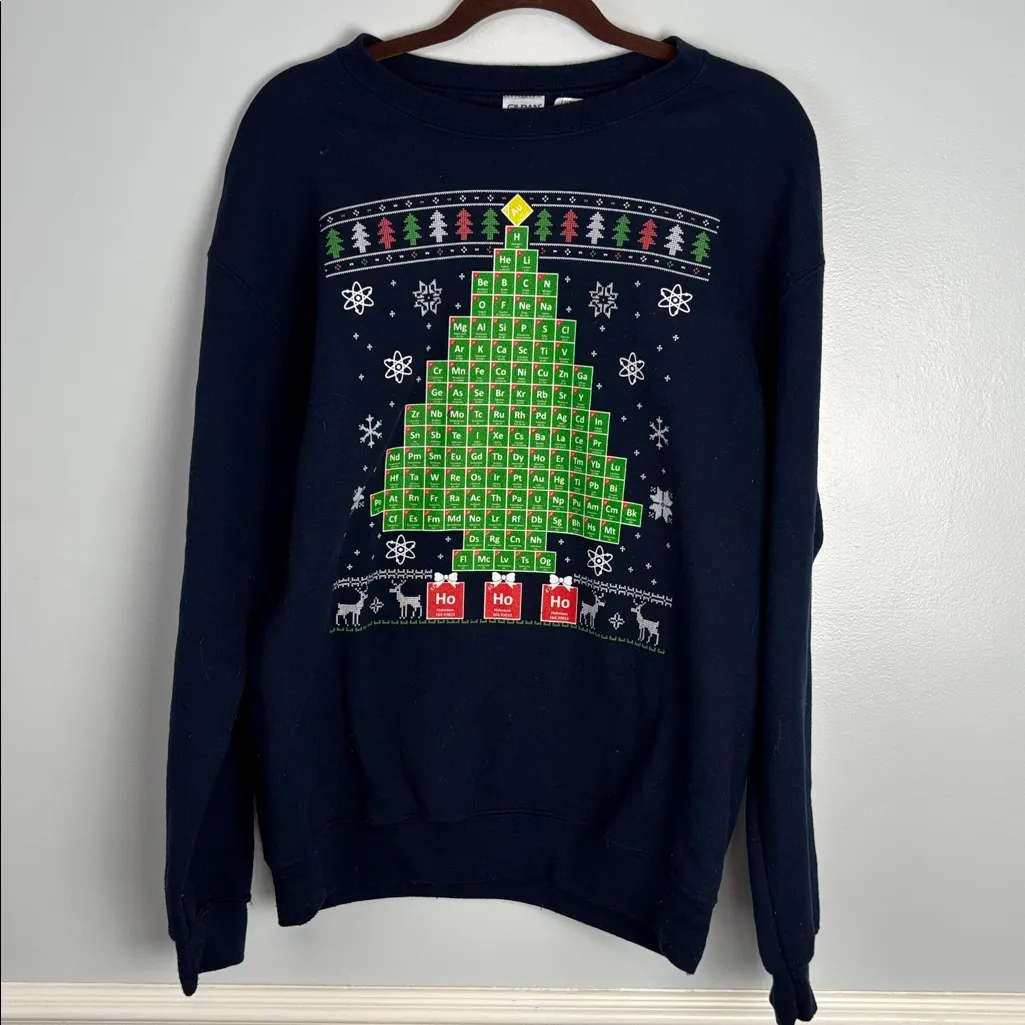 Gildan Oh Chemist Tree Ugly Christmas Chemistry Xmas Gift Sweatshirt Sz Med - Image 9