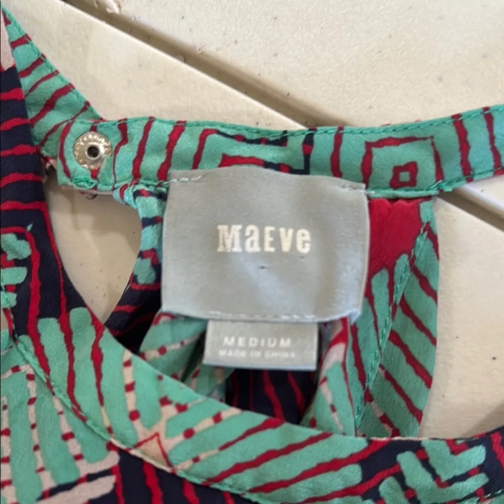 Maeve Geometric Patterned Dress - Mint, Red, and Navy - Image 6