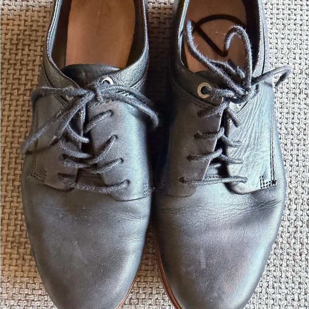 Clarks Black Leather Oxford Shoes Womens 6.5 Lace Up Low Heel Witchy OfficeGoth - Image 7