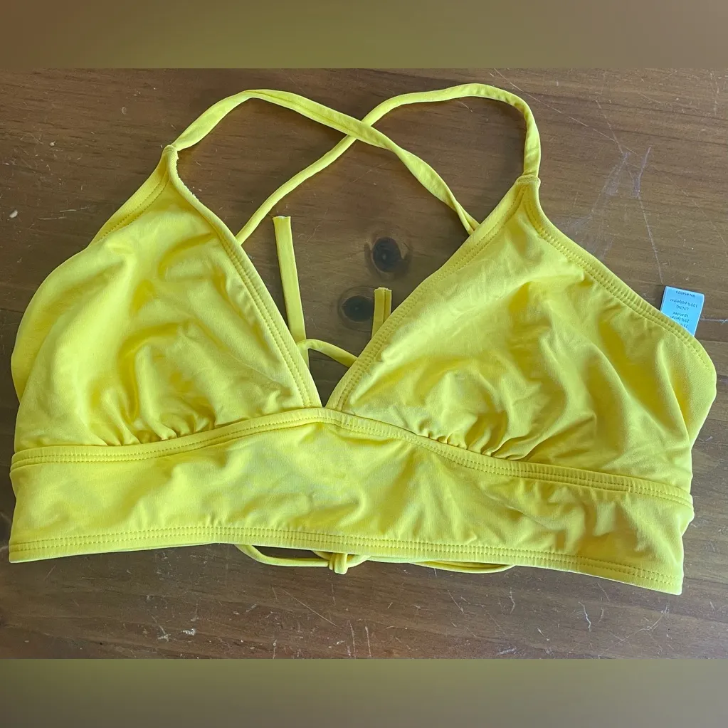 Athleta butter yellow bikini, cheeky ruched bottoms, strappy back top; S / M - Image 6