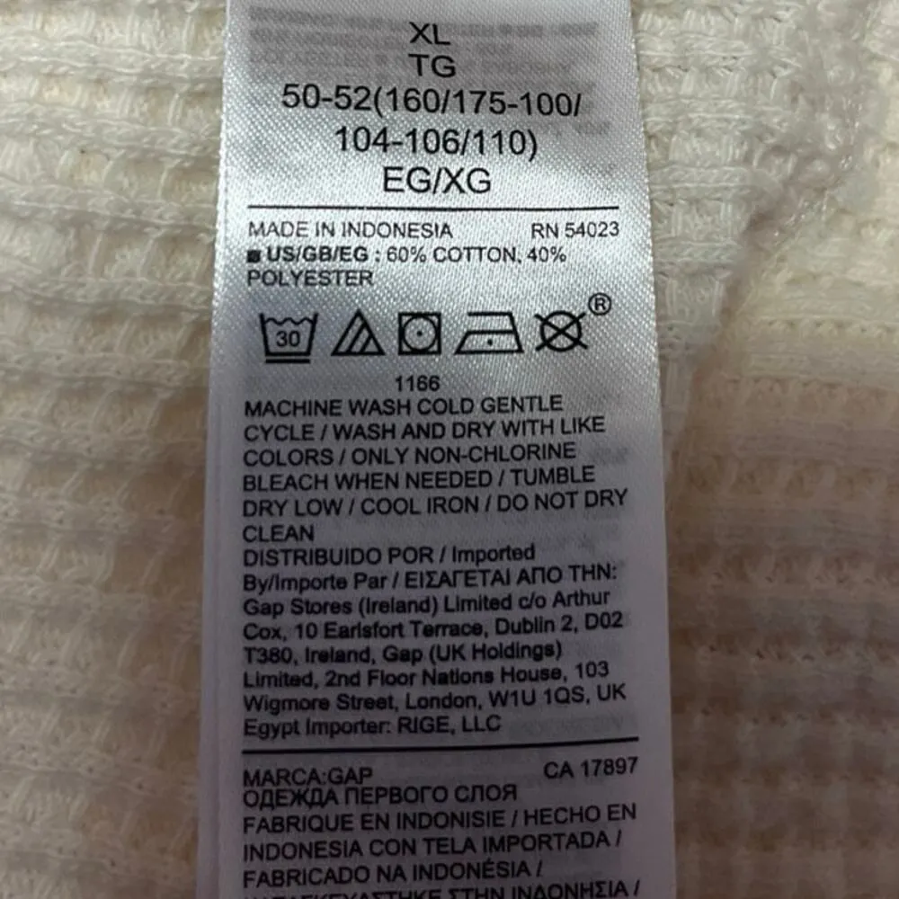 Gap Cream Waffle Knit Hoodie Hooded Long Sleeve Sweatshirt Sweater Top Size XL - Image 4