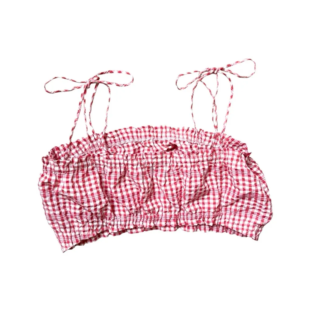 ASOS Red Gingham Tie Bandeau Crop Top Size 12 - Image 7