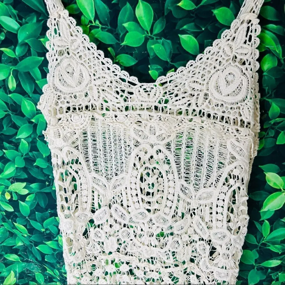Boho white / ivory crotchet style tank top White Size M - Image 6