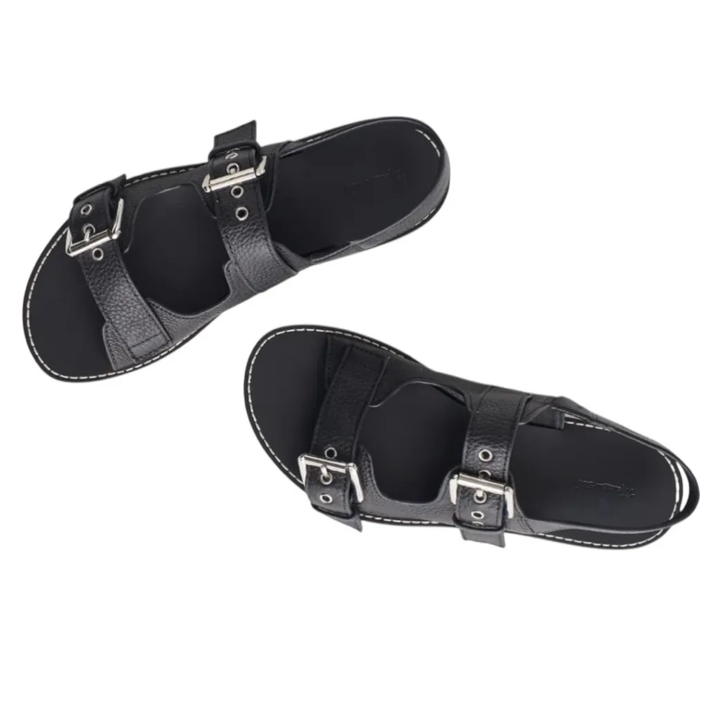 NWT Madewell Leather The Maude Double Strap Slingback Sandal Black Size 9.5 - Image 2