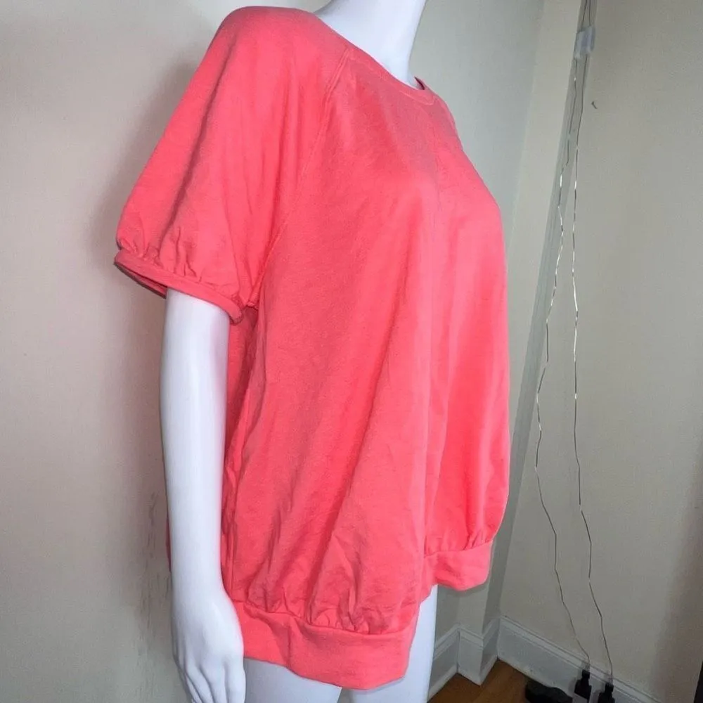 Lane Bryant Livi Activewear Poof Short Sleeve Banded Bottom Slub Shirt in Salmon - Image 4