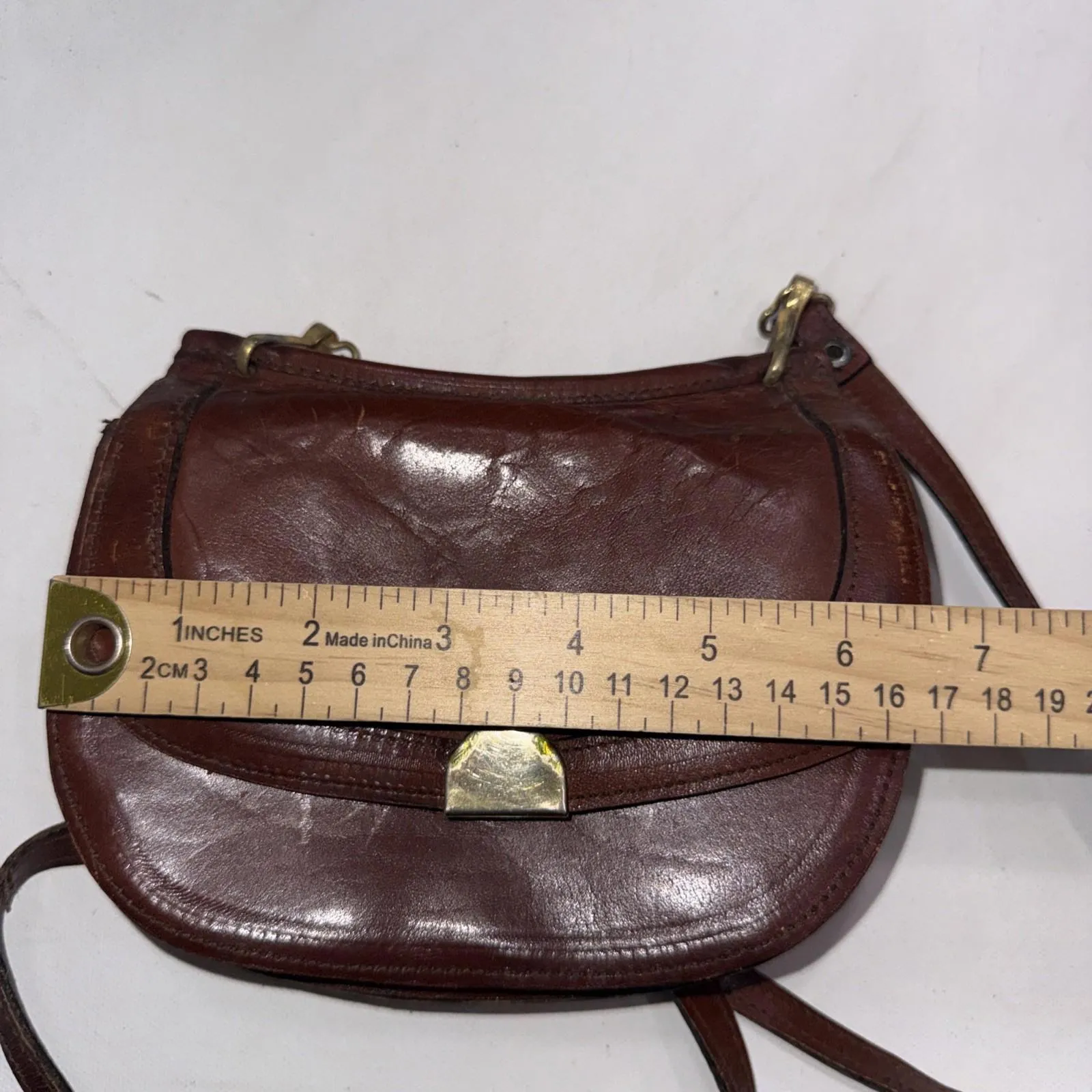 Vintage Frizzoni Firenze Brown Old Money Classic Leather Crossbody Purse - Image 3