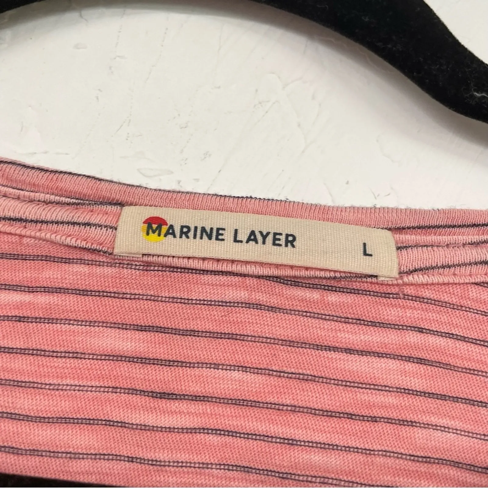 Marine Layer Pink Striped Short Sleeve Tee Shirt Womens L Casual Pocket Classic - Image 9