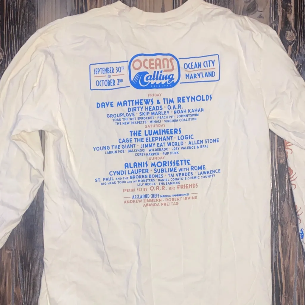 Comfort Colors Cream Long Sleeve Tee with Blue and Orange Print - Image 5