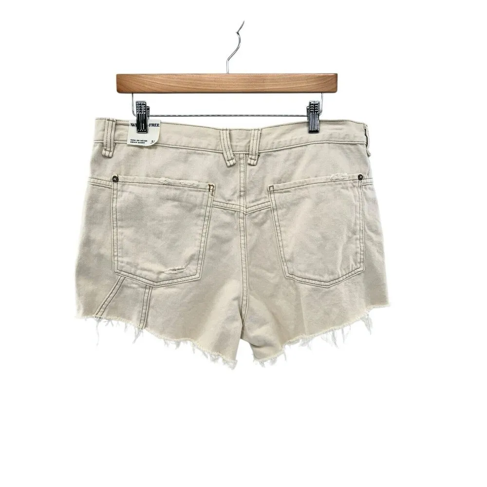 WE THE FREE Now Or Never Denim Shorts Women's‎ Size 31 Ivory NEW Distressed - Image 4