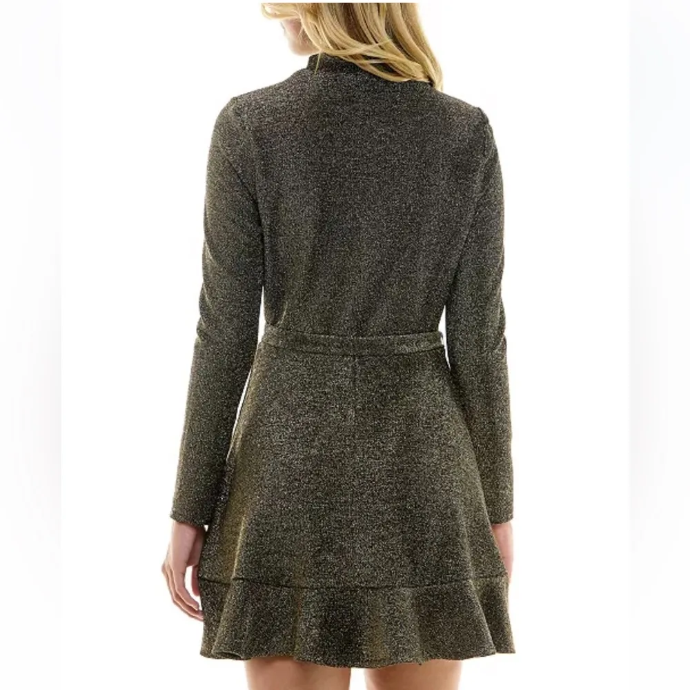 Sparkly Black Long Sleeve Cocktail Dress Size M - Image 9