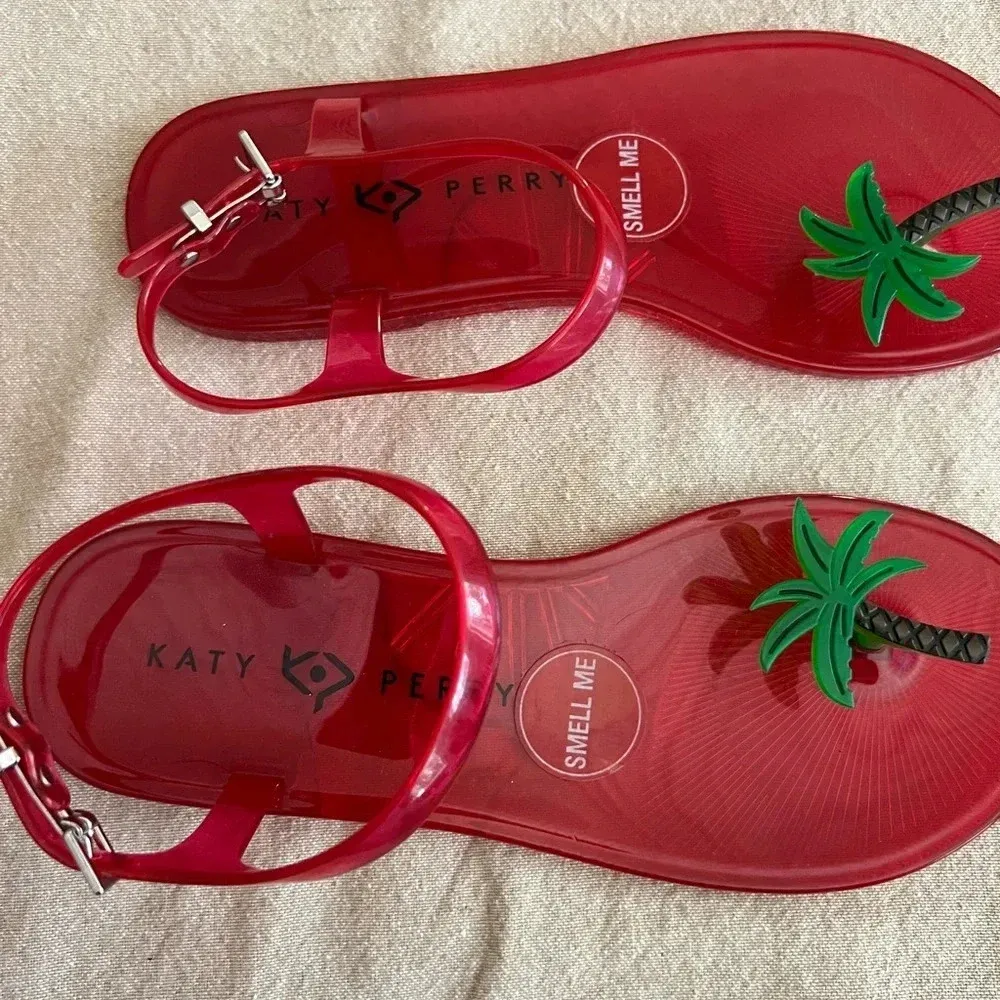 Katy Perry The Geli Sandal Red with Palm Tree NEW Size 6 - Image 4