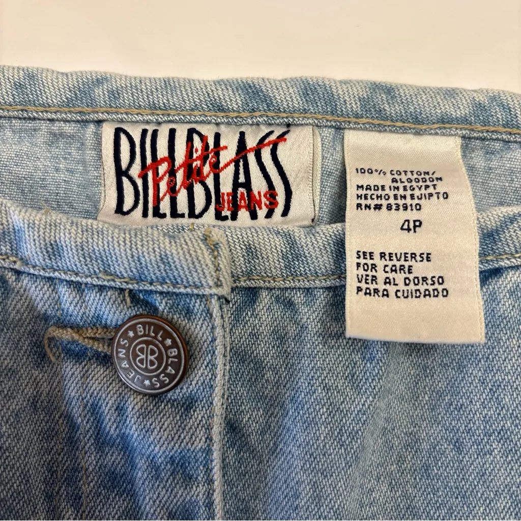 Vintage Bill Blass Denim Skirt Womens 4P Light Blue Knee Length Raw Hem. Nice! - Image 7