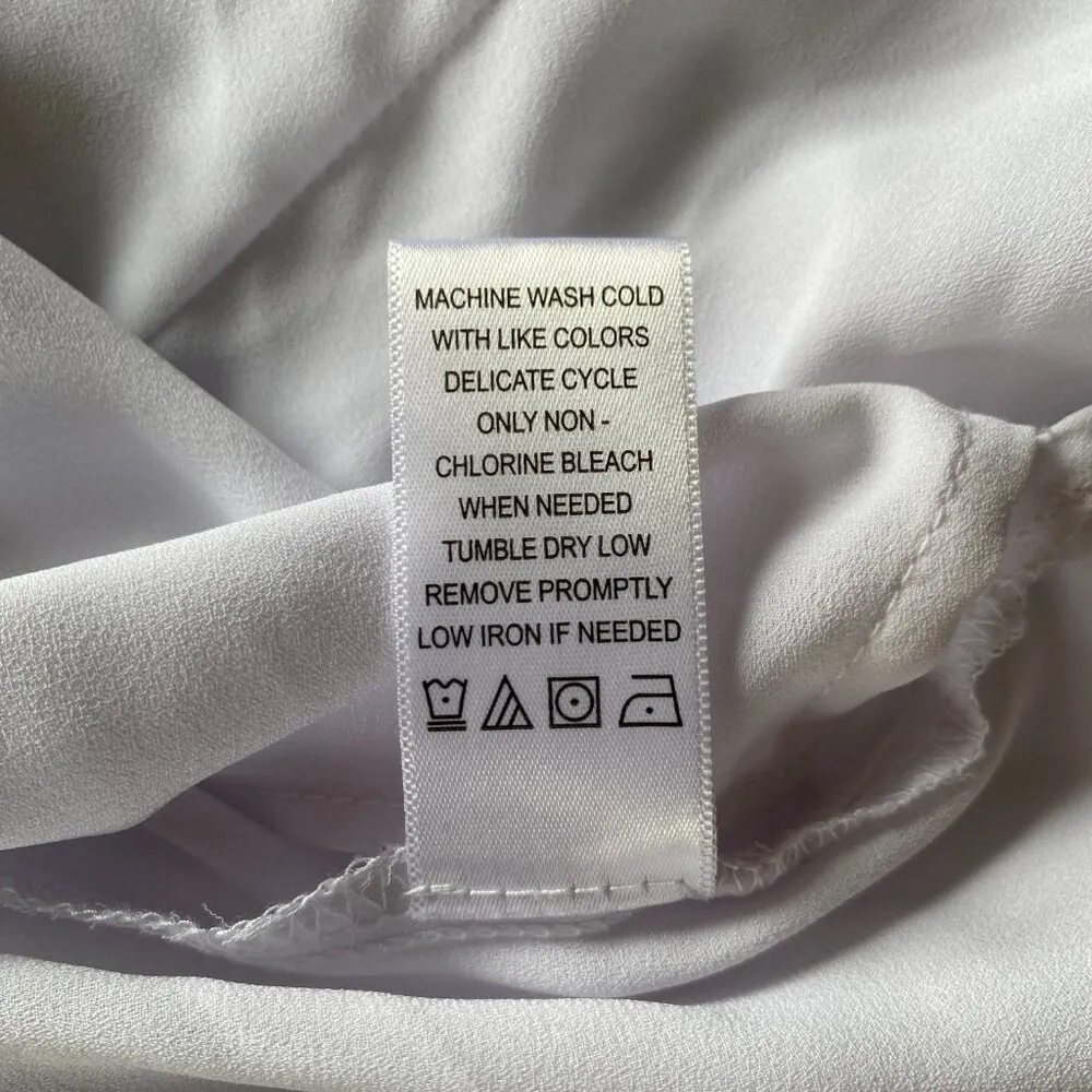 women's size XL long sleeve white blouse ruffle neckline front tie - Image 10