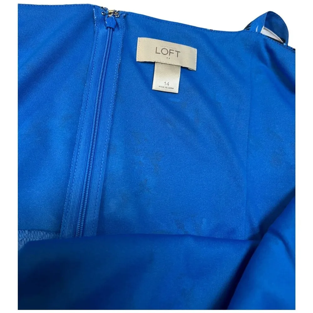 Ann Taylor Loft Floral V Neck Spaghetti Straps Tie Zip Up Dress Blue 14 - Image 6