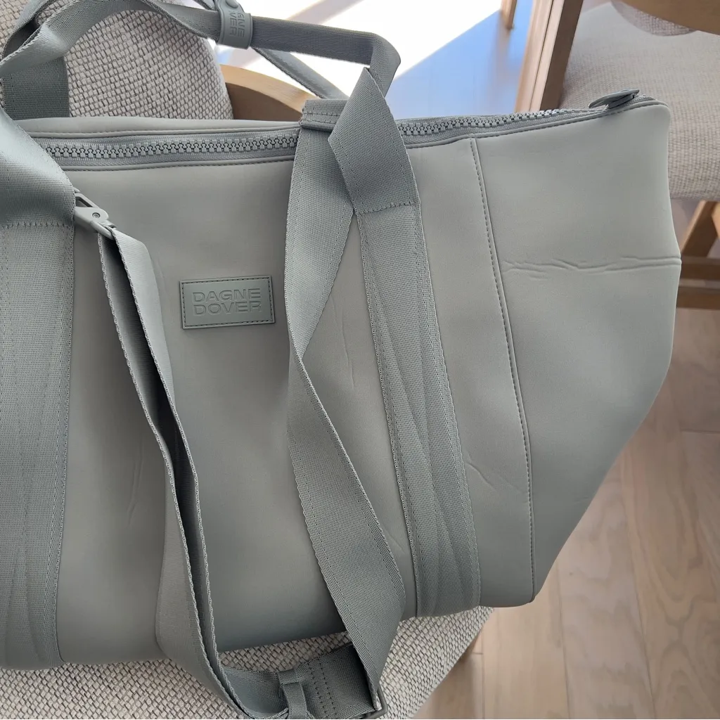 Dagne Dover Landon Large Carryall Satchel Duffle Bag, 16.5" in Sage (Gray) - Image 5