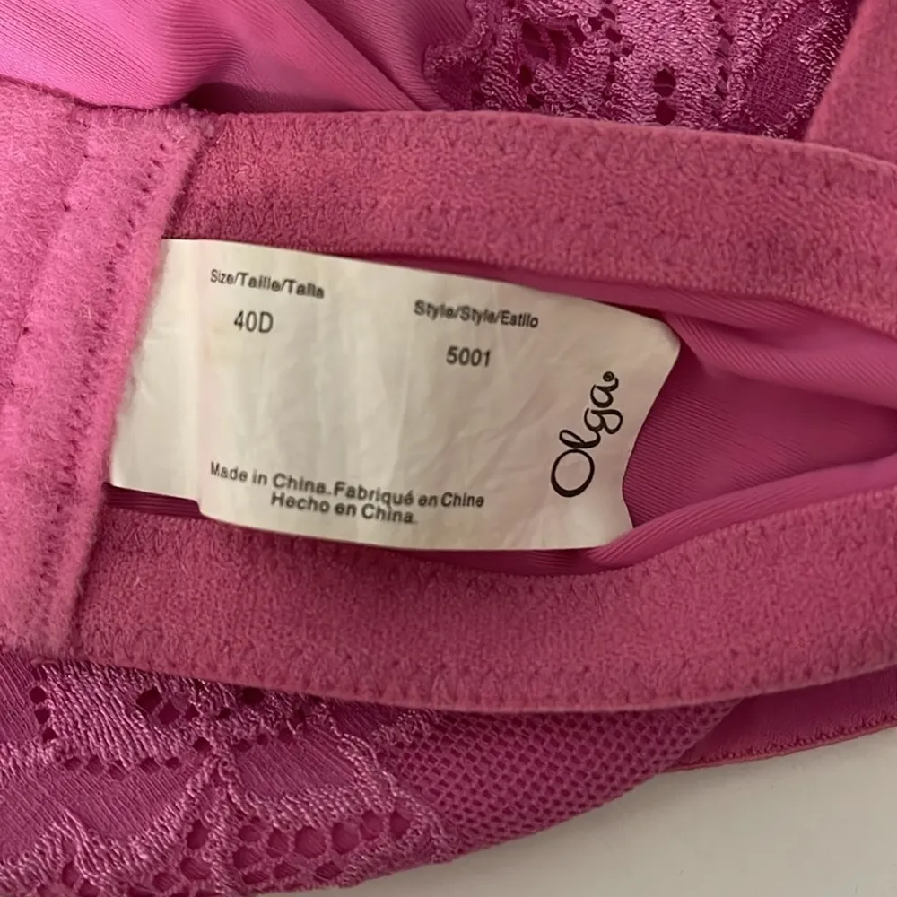 Euc Olga Barbie core pink underwire lace bra 40 D Size undefined - Image 2
