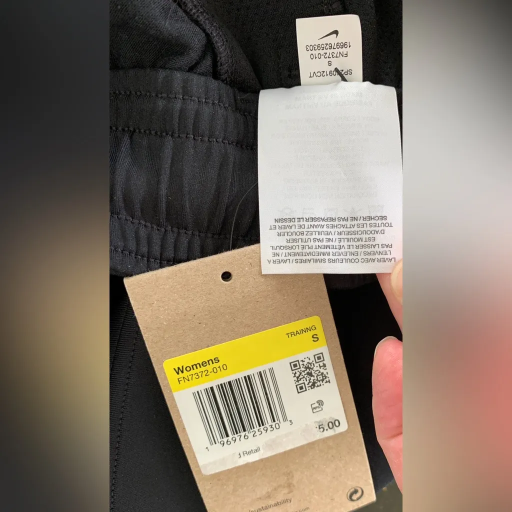 Nike women's Dri-FIT training shorts in black W/ Side zip Pockets - Image 6