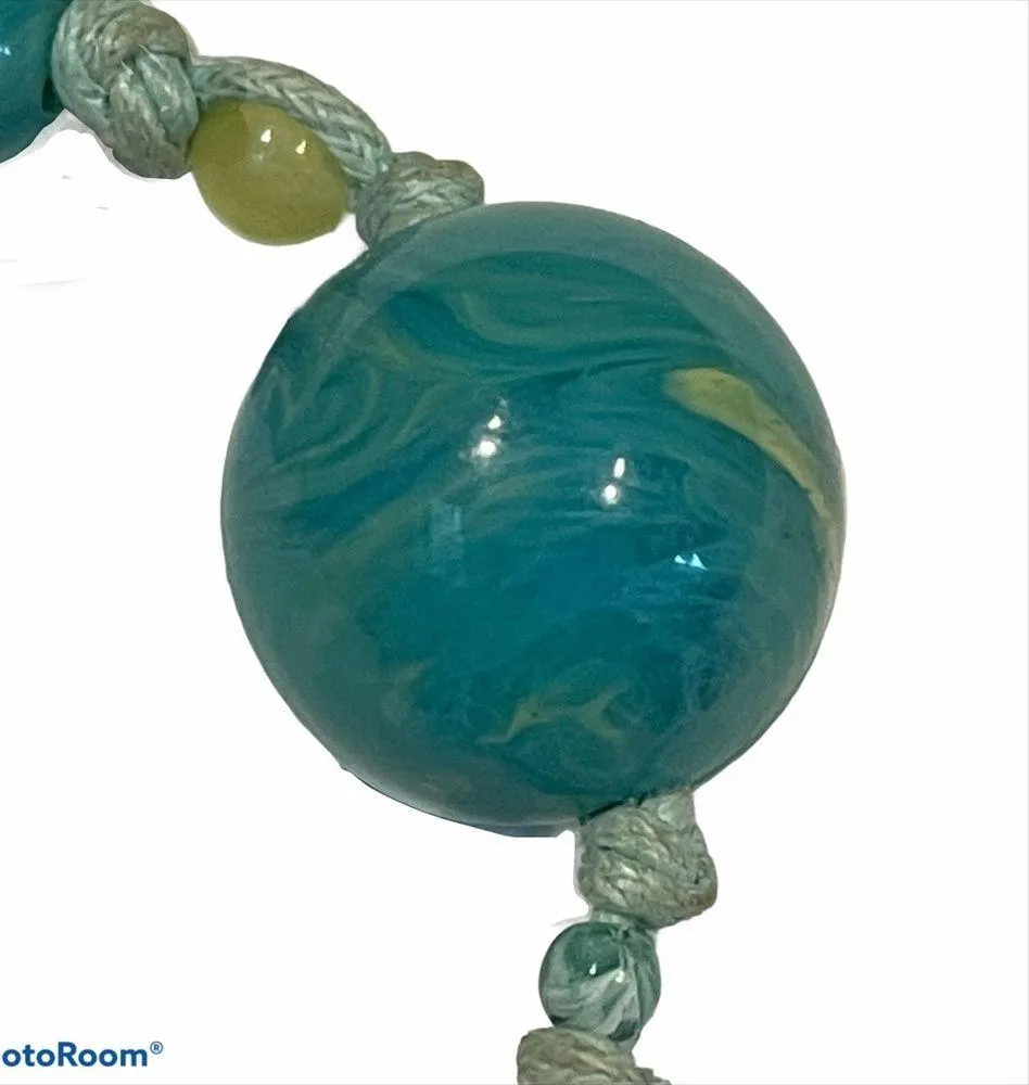 Vintage macrame swirly beaded necklace - Image 4