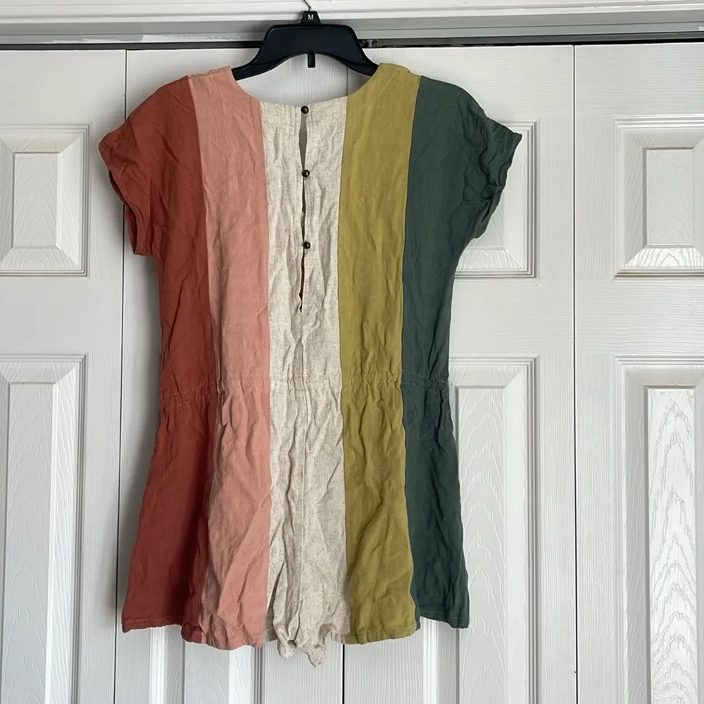 Entro Cinched Gauze Linen Romper Jumpsuit multicolored Small - Image 7