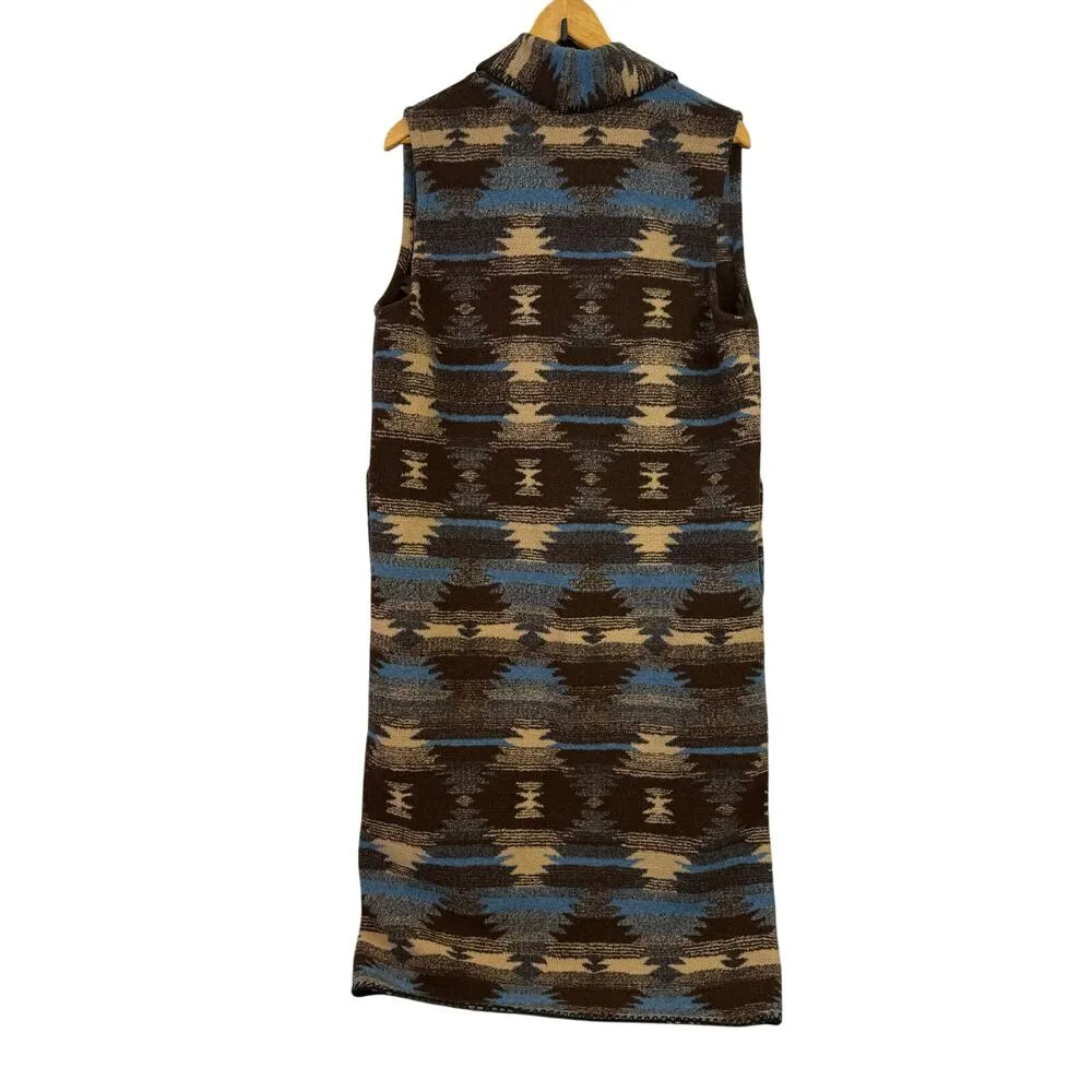 Bear Ridge Outfitters Vintage Duster Vest Jacket Medium USA Aztec Western 90s Brown - Image 4