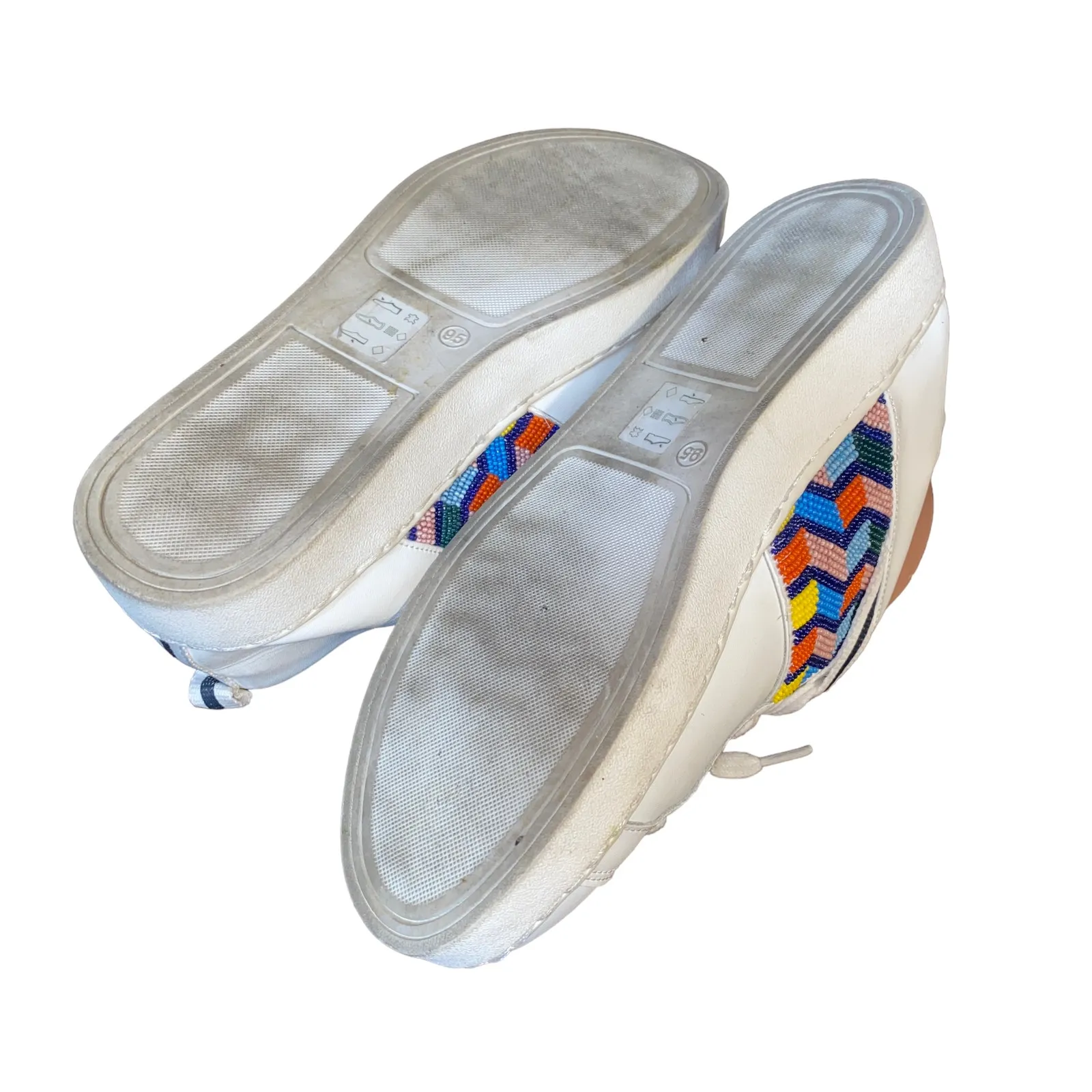 Jack Rogers Ainley Chevron Beaded White Leather Lace-Up Sneakers Womens Size 9.5 - Image 7