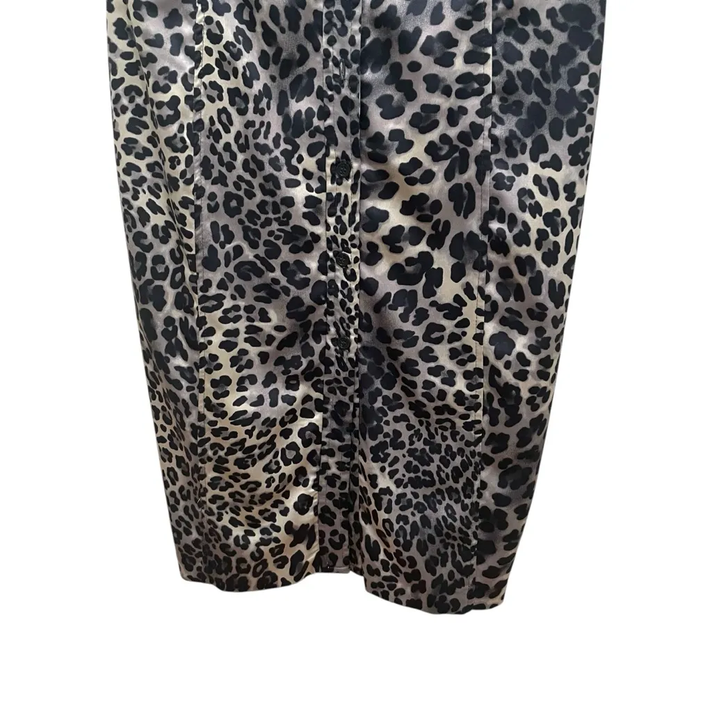 Zara Basic Leopard Print Button Front Dress Animal Print Black Women’s Medium - Image 2