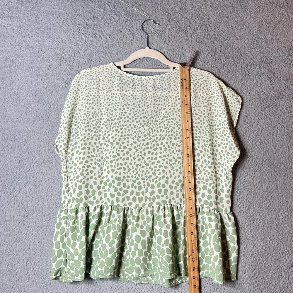 Haptics by Holly Harper Top Women XS Mint Fresh Short Sleeve Spots Oversized NEW Green - Image 5