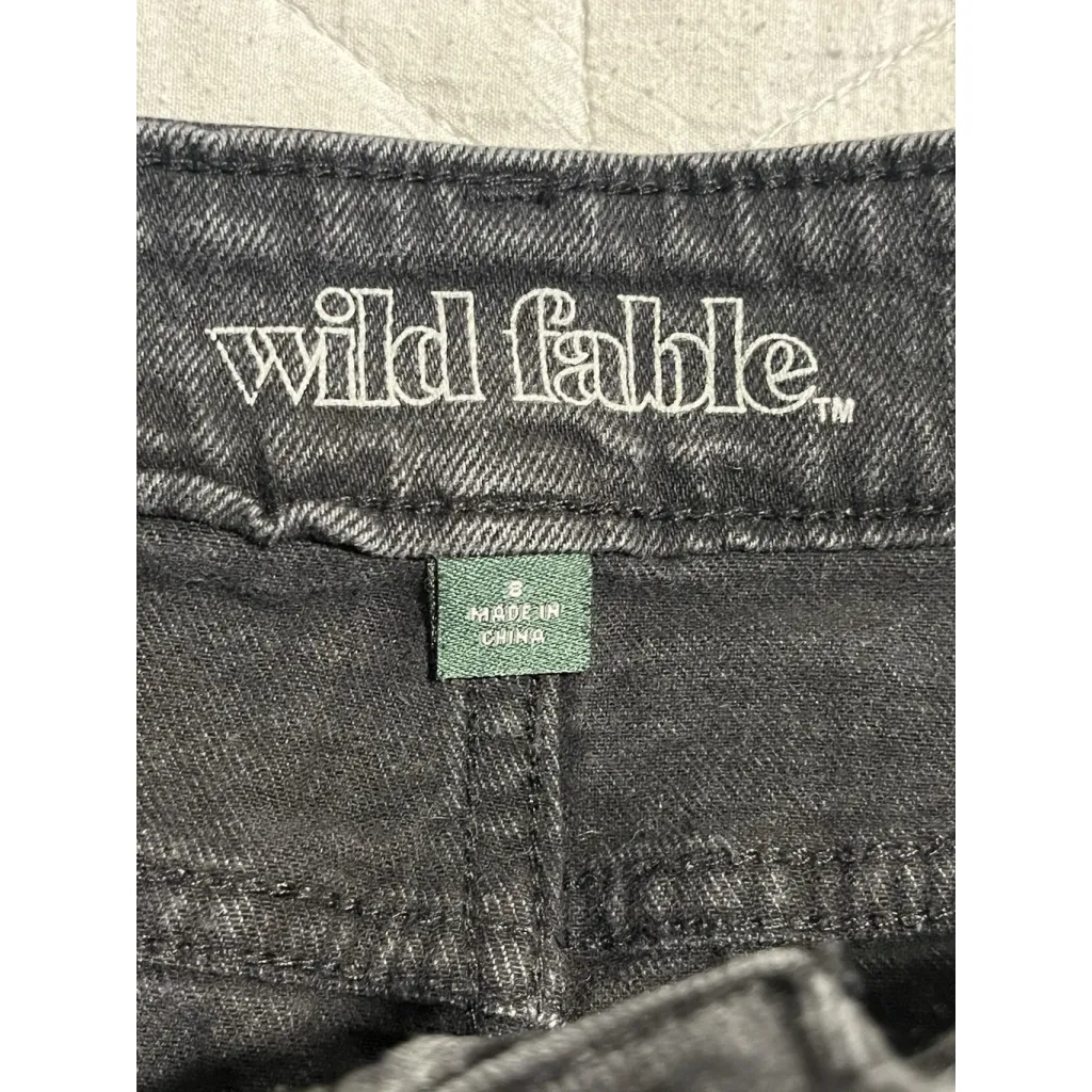 Wild Fable Denim Skirt Womens 8 Black Mini Straight Ripped Distressed Frayed Hem - Image 4