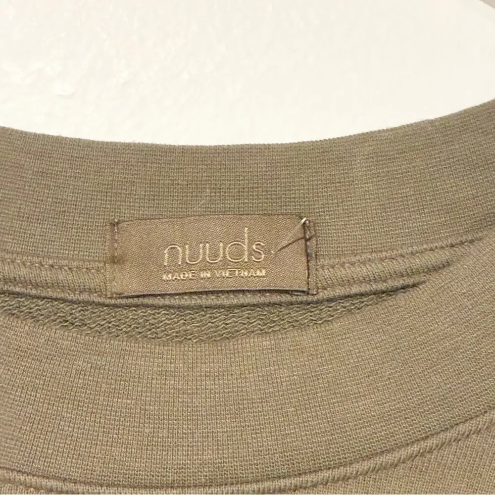 Nuuds Size Large Olive Cropped Crewneck Pullover Sweatshirt - Image 3