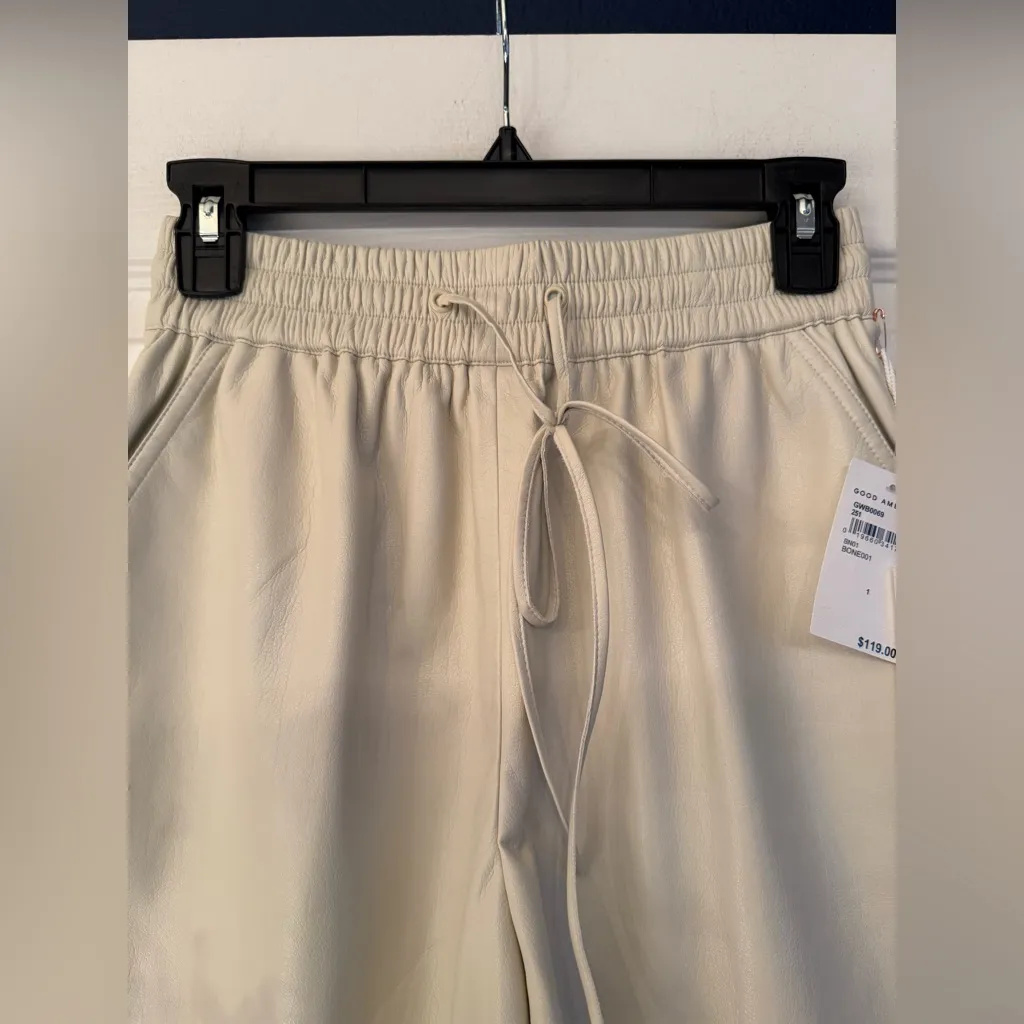 Good American Better Than Leather Drawstring Shorts Women’s Cream Size Small - Image 14