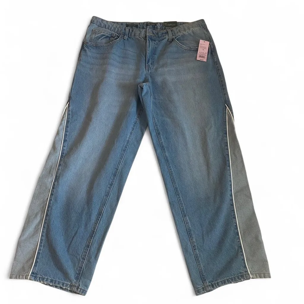 NWT Wild Fable Mid-Rise Relaxed Straight Piping Jeans Size 14 Y2K Streetwear - Image 3