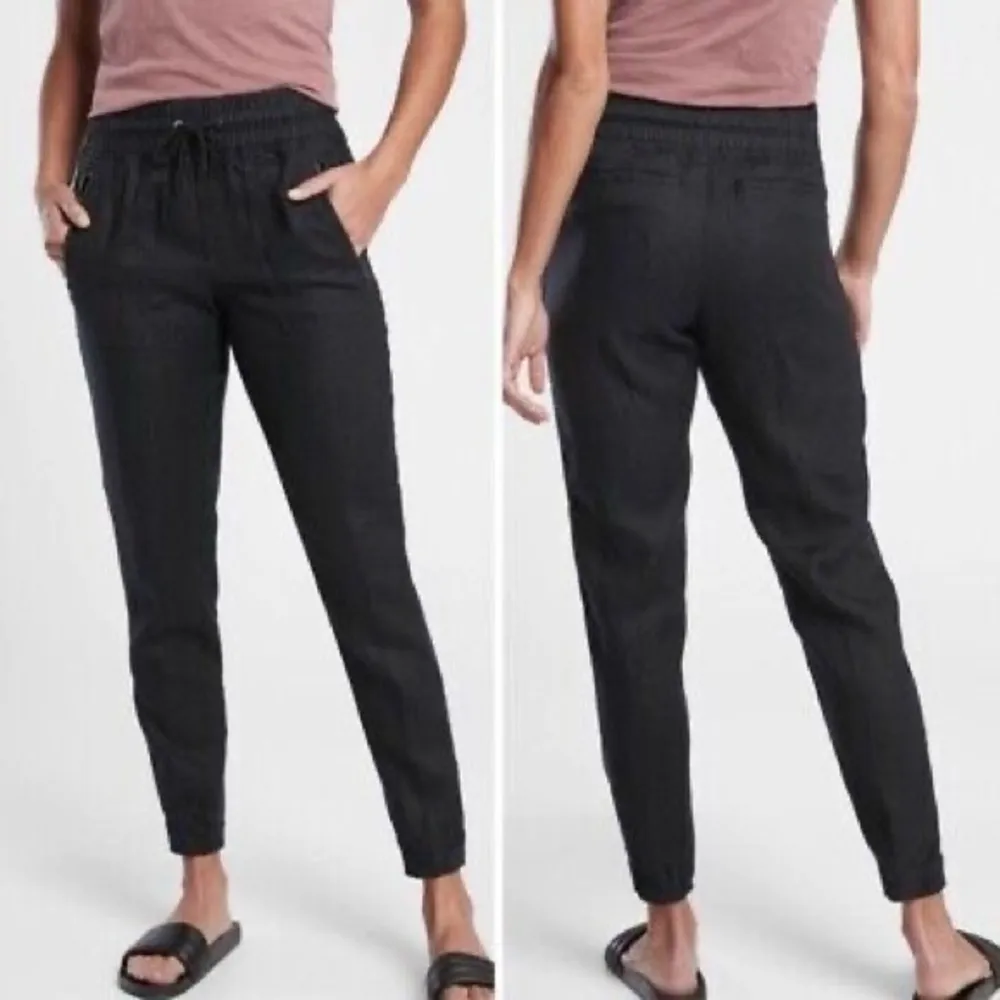 Athleta Black Cabo Linen Joggers Size 0‎ - Image 2