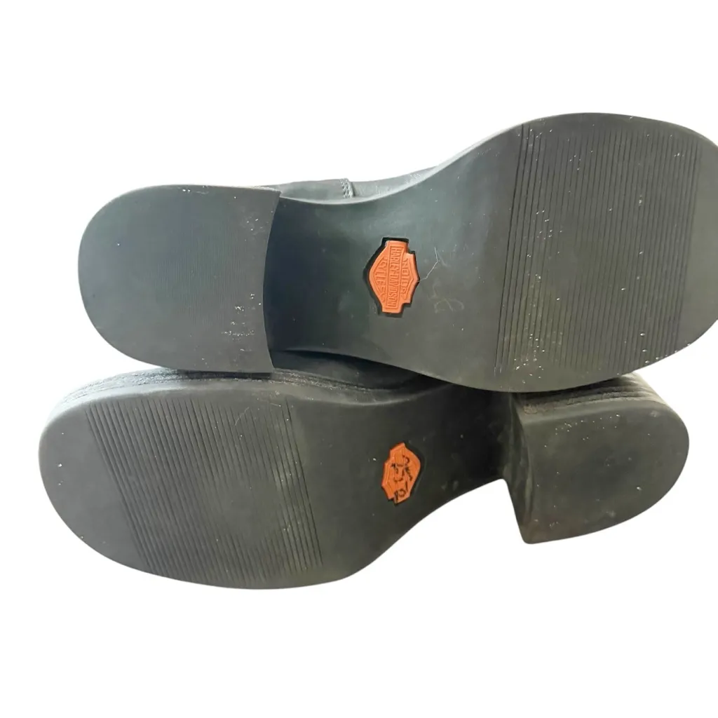 Harley Davidson Vintage Leather Platform Boots size 7.5 Black - Image 7