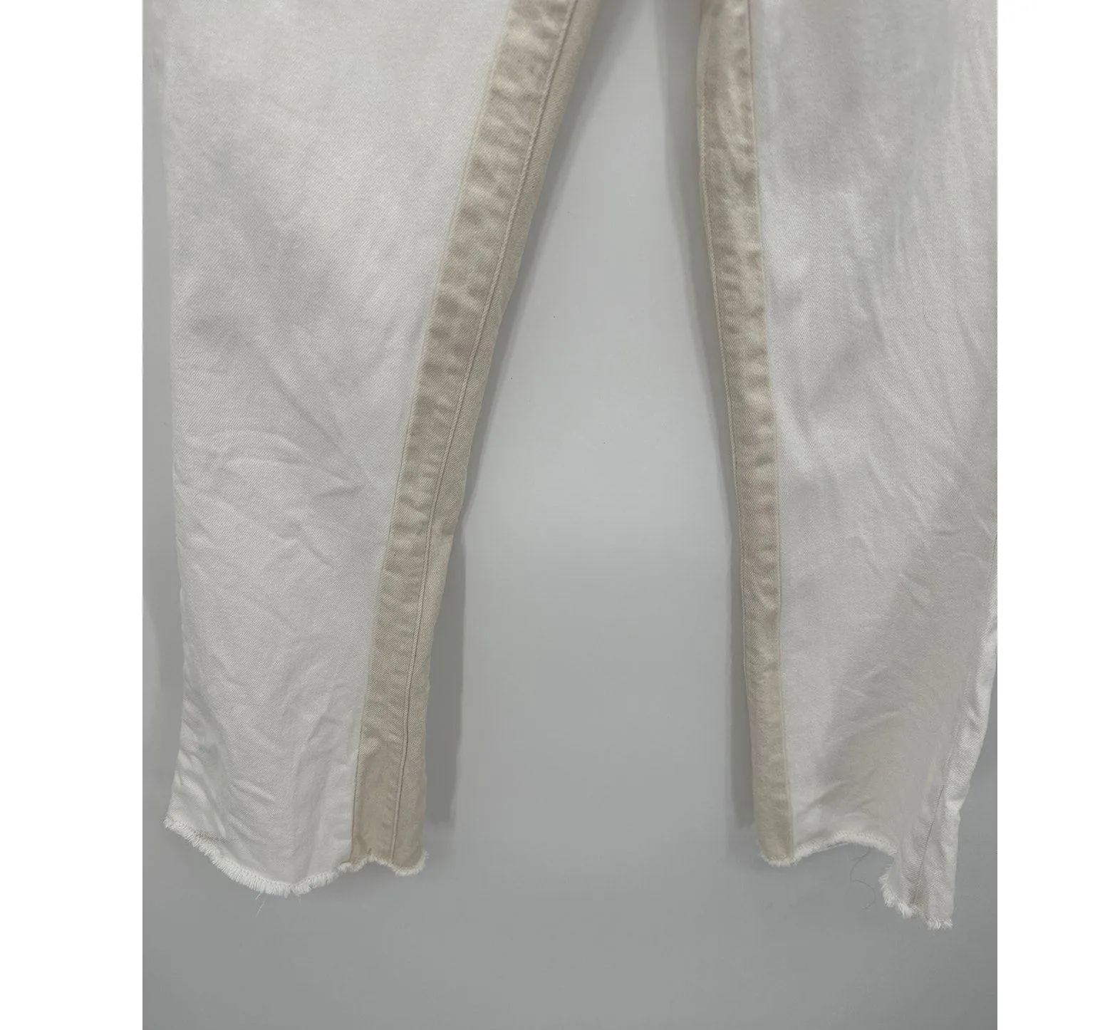 FRAME Le Crop Mini Boot Multi Cream/White Cotton Blend Jeans Women's Size 25 - Image 5