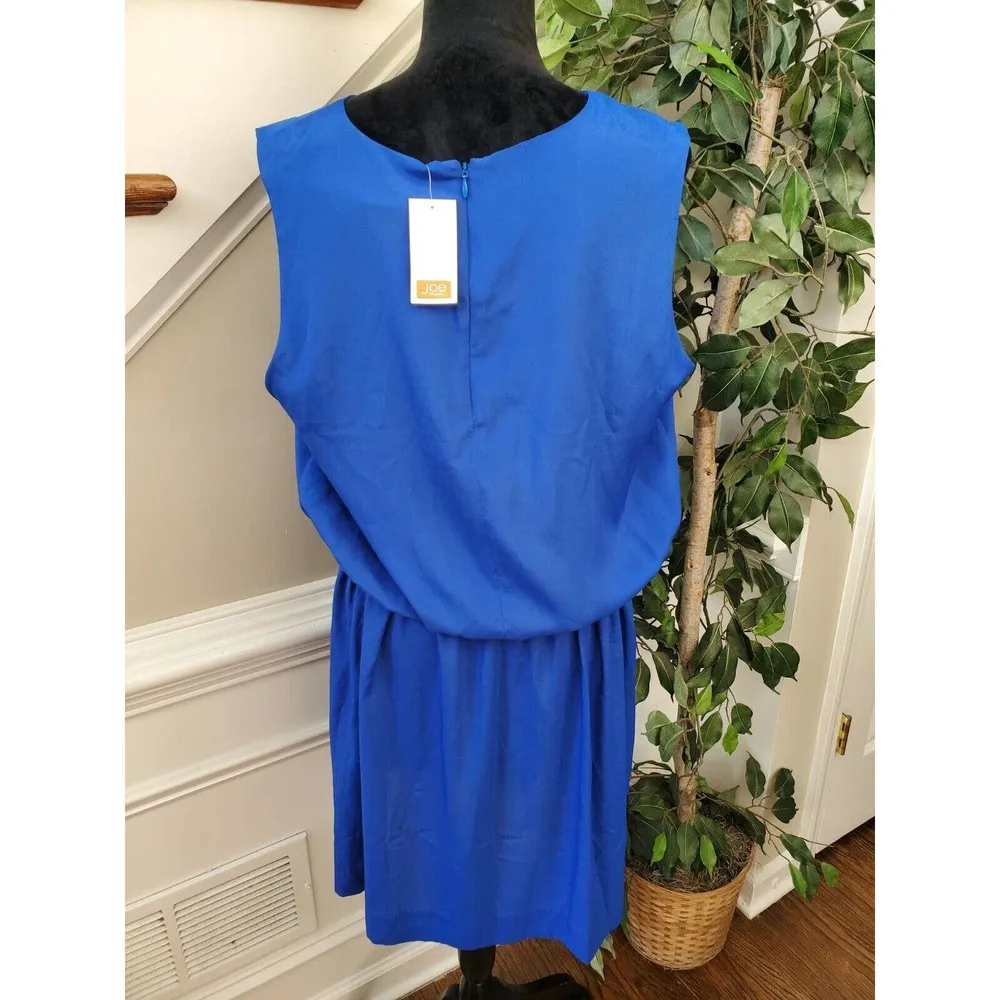 Joe Fresh Women's Blue 100% Polyester Sleeveless Round Neck Knee Length Dress XL - Image 6