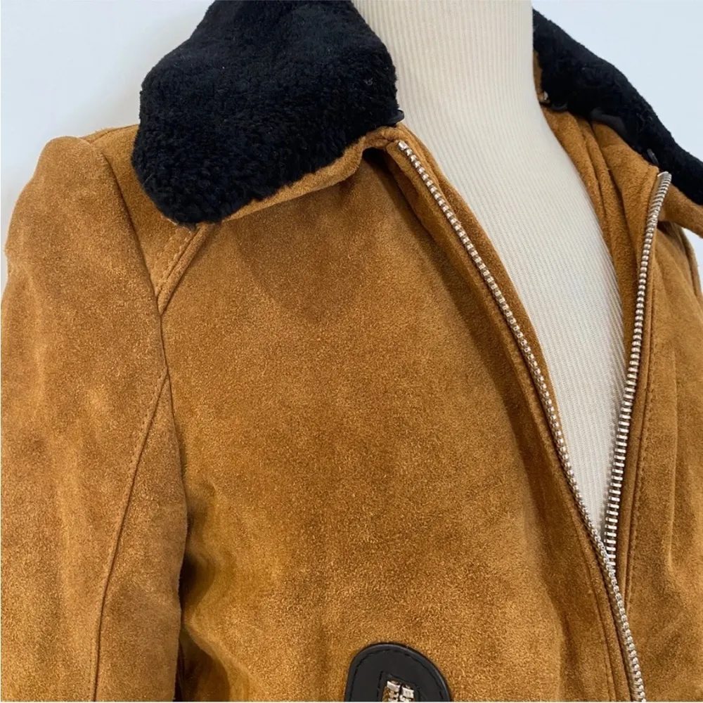 Maje genuine suede leather aviator jacket with removable collar BLOGGER FAVORITE - Image 10
