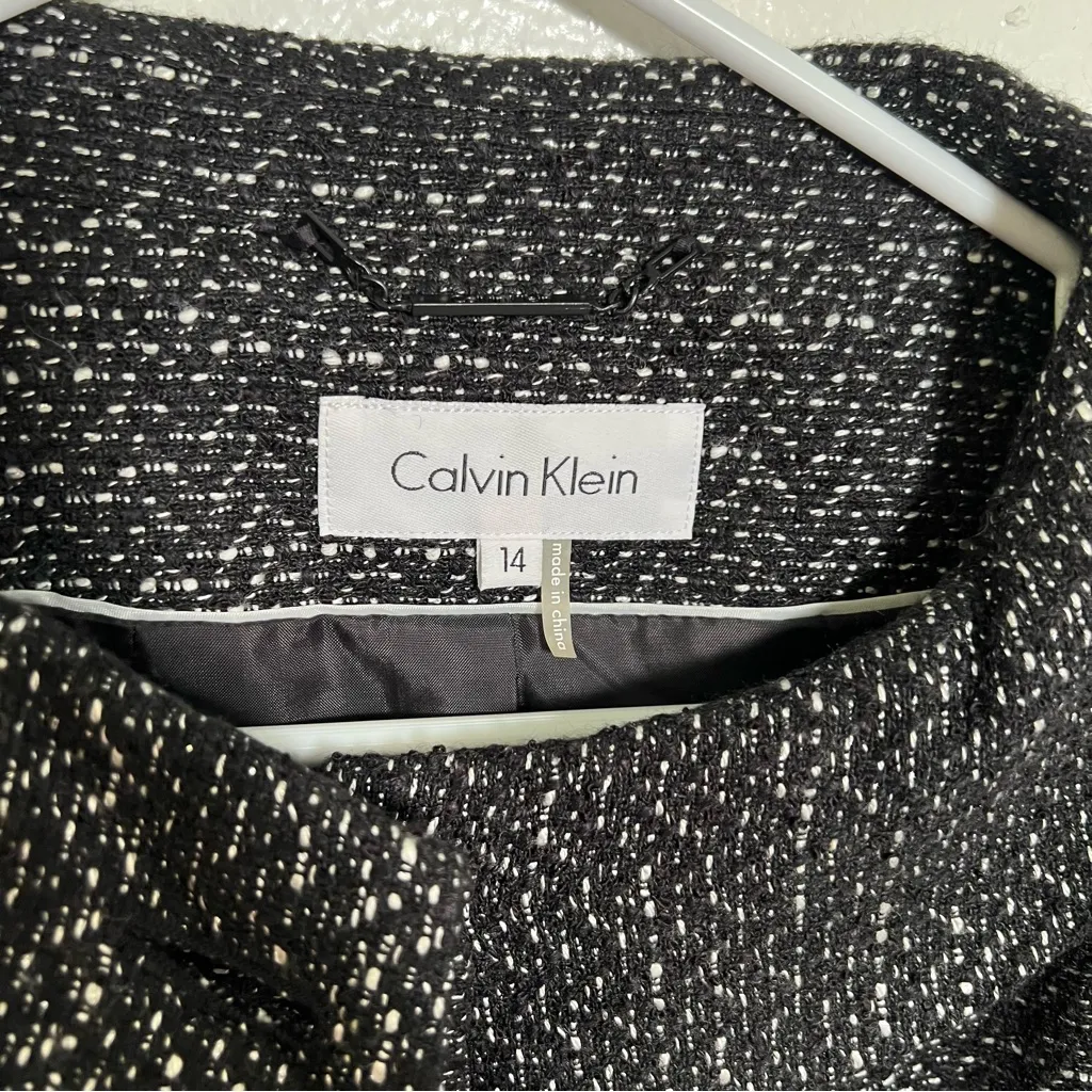 Calvin Klein Tweed Blazer Black Silver Metallic 14 - Image 8