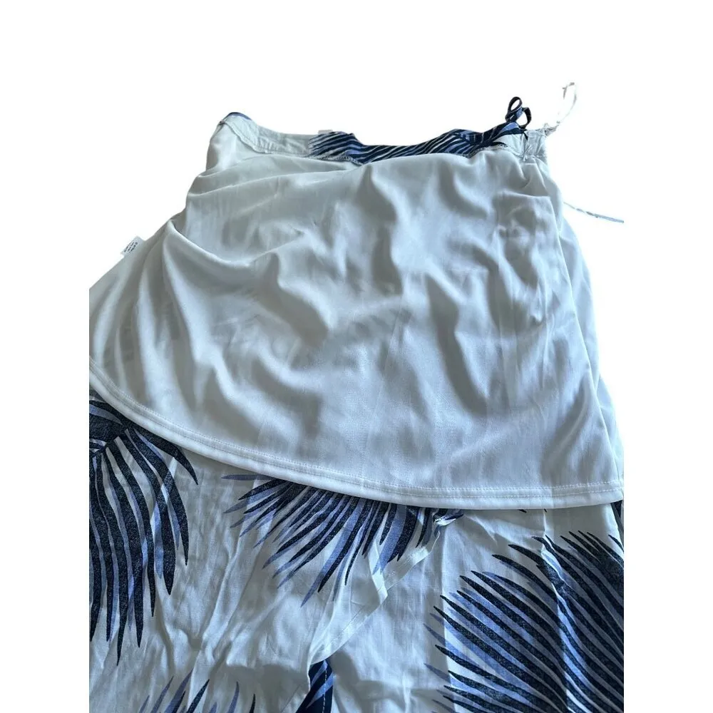 Womens Tropical Palm Print Maxi Skirt Drawstring Waist Size M Resort Wear Cruise Blue Size L - Image 6